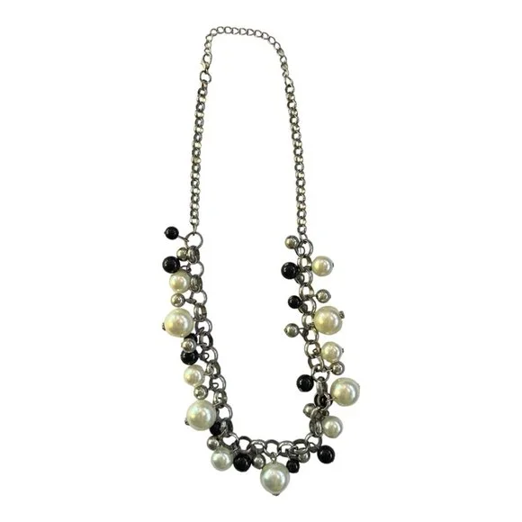 Womens Necklace Jewelry 10.25" Choker Faux Pearl Beads White Black Grey Costume - Picture 8 of 16